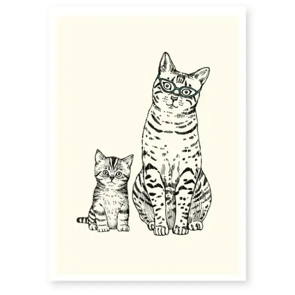 Affiche décorative A4 chaton – maman chat