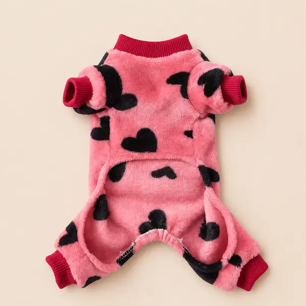 Pyjama pilou chihuahua coeur rose et noir