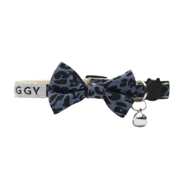 Collier chat LEOPARD BLEU