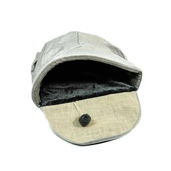 Panier Tunnel pour Chat – Couchage Douillet avec Griffoir et Jouet