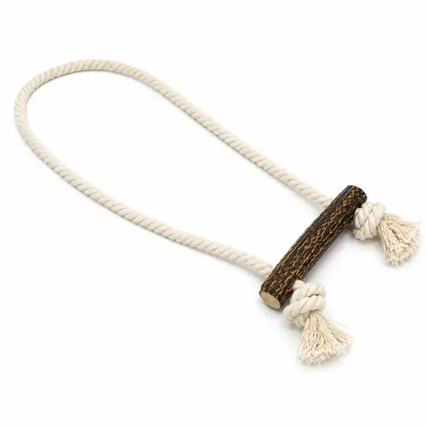 Jouet Bois de Cerf Naturel avec Corde pour Chien
