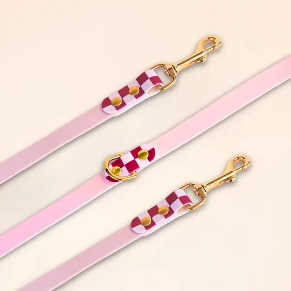 Laisse multi-positions  – « Damier » – Rose