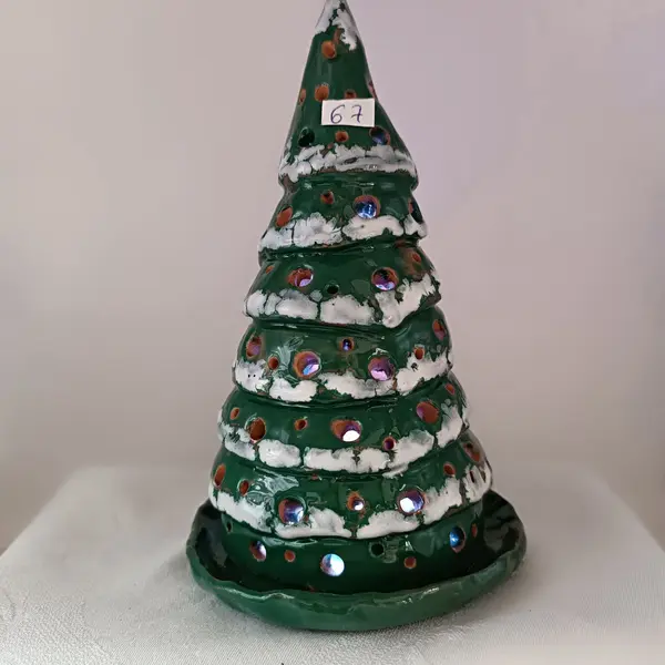 Photophore Sapin avec leds de Noël Vert Enneigé
