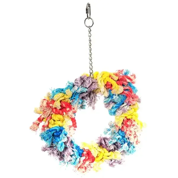 Happy Pet – Jouet pour oiseau – Anneau en corde pour perroquet – 28 x 23 x 8 cm