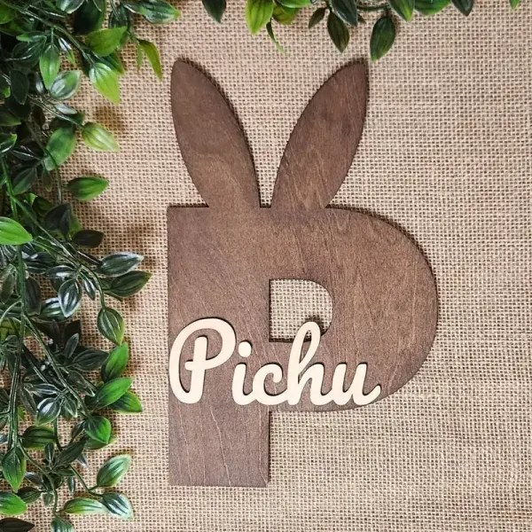 Affiche en bois – Initiale lapin