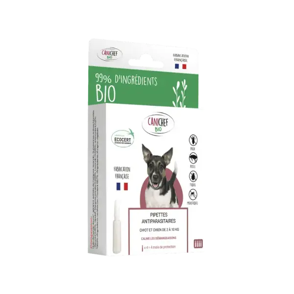 Pipettes antiparasitaires bio Chien Petite Race et chiot (x4)