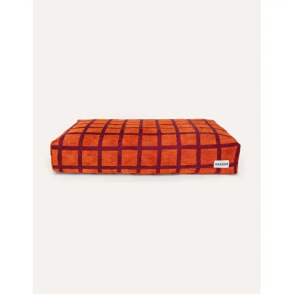 Panier à carreaux orange et bordeaux