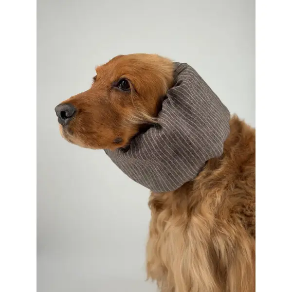 Snood marron à rayures en lin