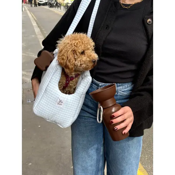 Sac de transport vichy bleu pastel