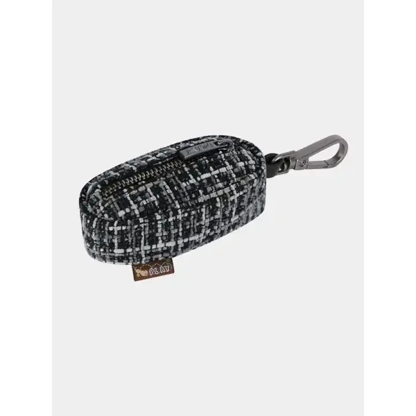 Distributeur sacs à crottes pour chien en tissu – Tweed Noir et Gris